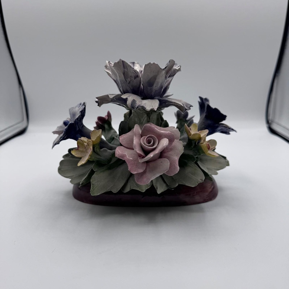 Vintage Capodimonte Italian Porcelain Floral Centerpiece Rose Carnation Italy